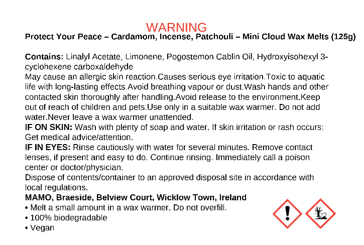 Cardamom, Incense & Patchouli Wax Melts – “Protect Your Peace” | 60hr Burn - MAMO