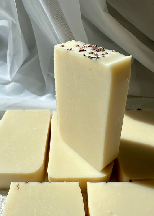 Cold-processed lavender and orange soap for soft skin with lavender water