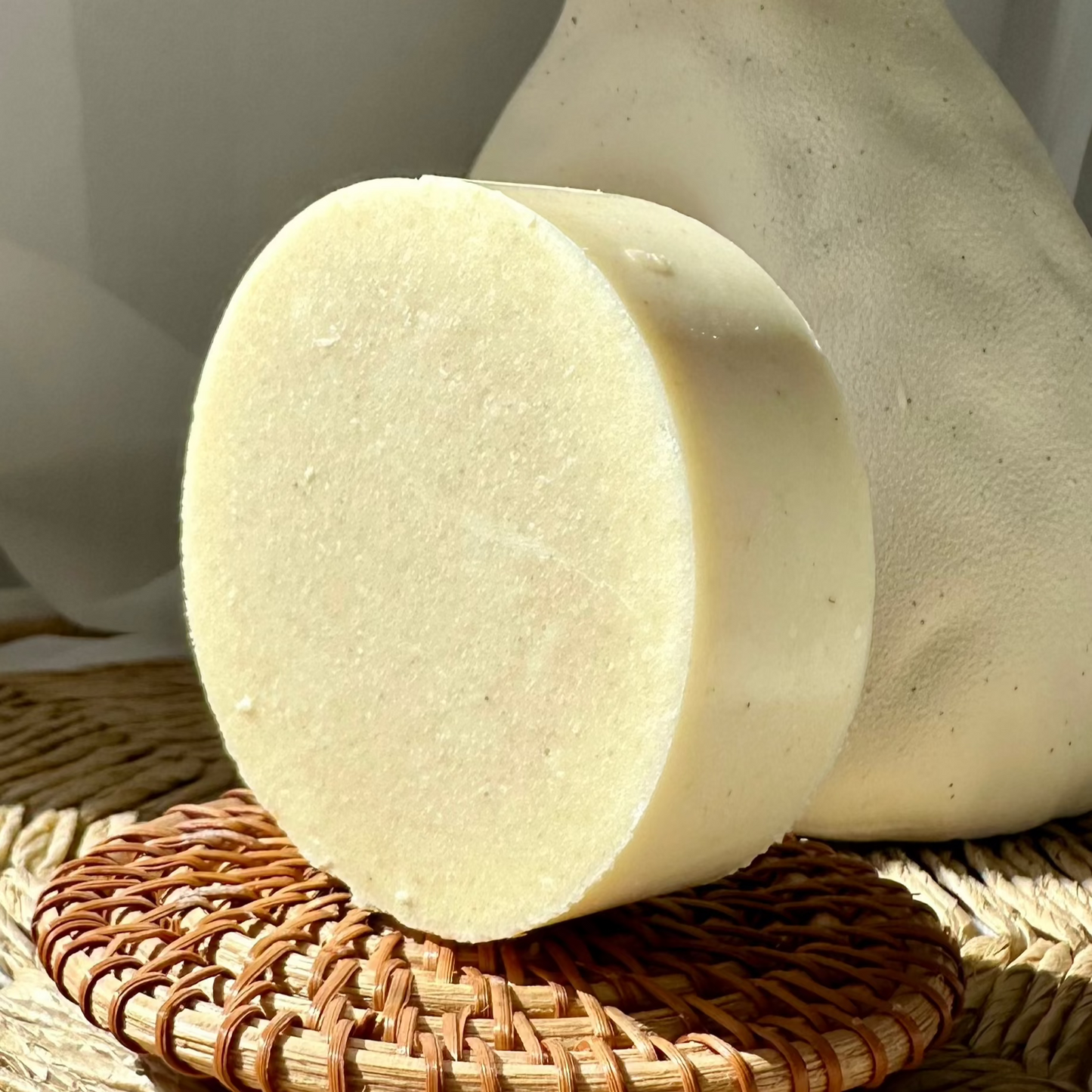 Close-up of creamy texture of colloidal oats chamomile face bar