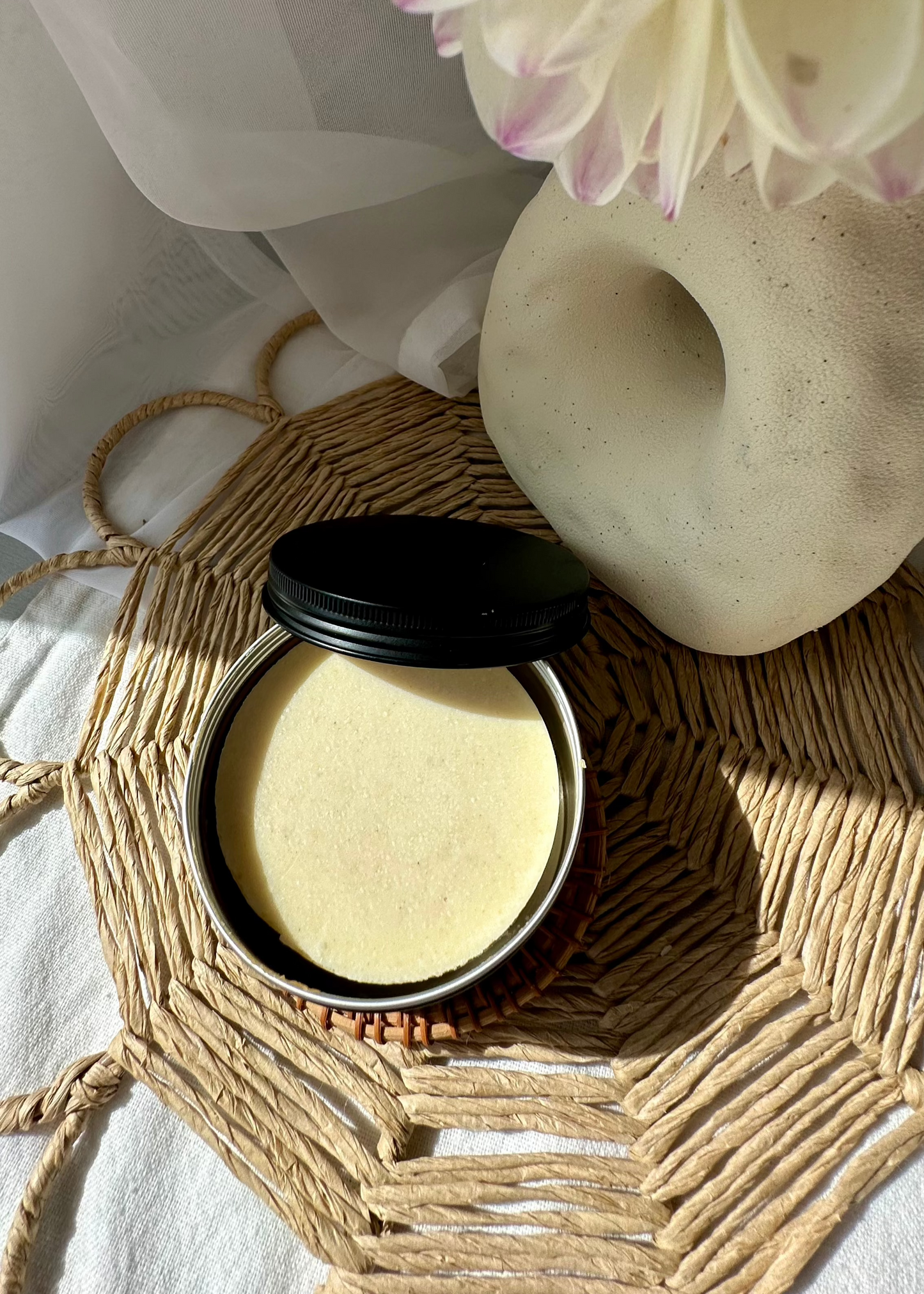 Colloidal oats face soap bar soothing dry and mature skin on a wooden tray