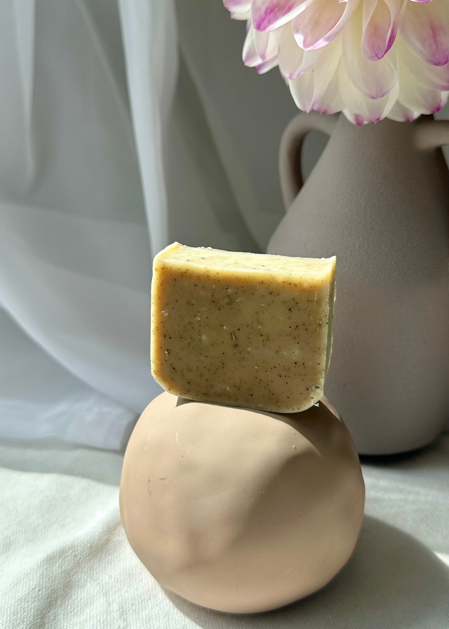 Find Flow rosemary mint body soap bar with green and kaolin clays, eco luxury cleanse travel size