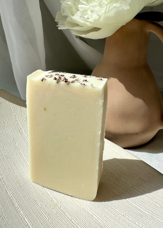 Cold-processed lavender and orange soap for soft skin with lavender water