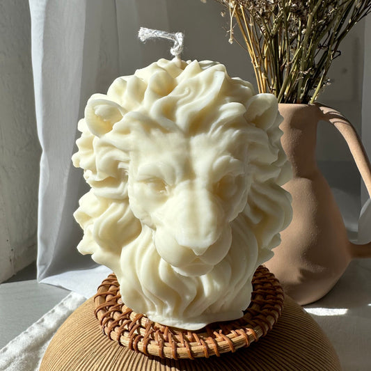 Lion Sculptural Candle Unscented | Natural Soy Wax - P001PC - MAMO